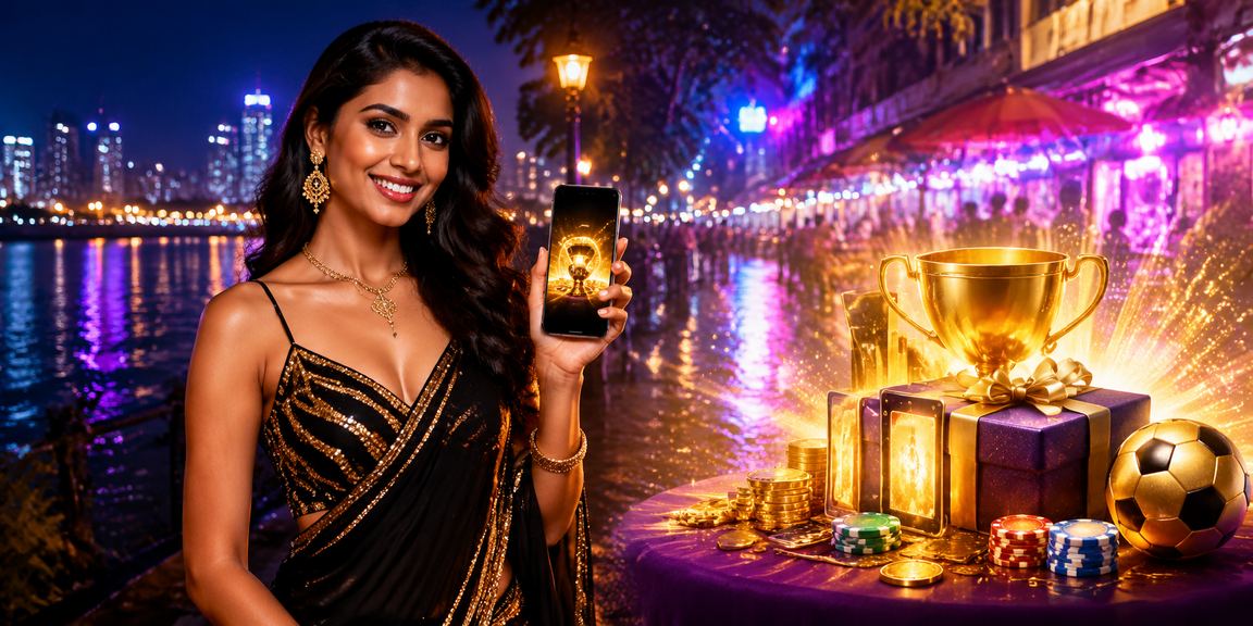 Night market with casino players using mobile devices in Mumbai